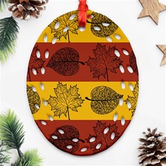 Autumn Leaves Colorful Nature Ornament (oval Filigree) by Mariart