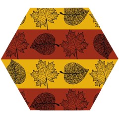 Autumn Leaves Colorful Nature Wooden Puzzle Hexagon