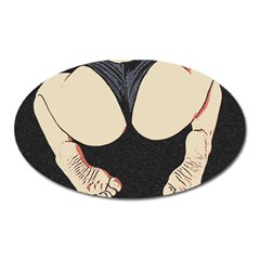 Sporty Booty Perfection, Fit Girl Fitness Illustration, Sports Theme Oval Magnet by Casemiro