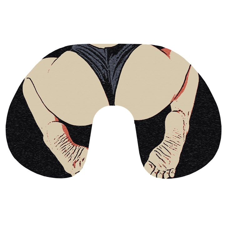 Sporty booty perfection, fit girl fitness illustration, sports theme Travel Neck Pillow