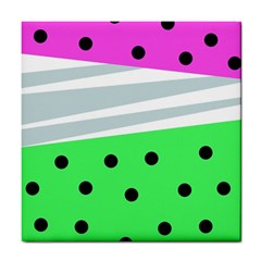 Dots And Lines, Mixed Shapes Pattern, Colorful Abstract Design Tile Coaster by Casemiro