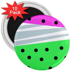 Dots And Lines, Mixed Shapes Pattern, Colorful Abstract Design 3  Magnets (10 Pack)  by Casemiro