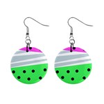 Dots and lines, mixed shapes pattern, colorful abstract design Mini Button Earrings Front