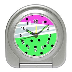 Dots And Lines, Mixed Shapes Pattern, Colorful Abstract Design Travel Alarm Clock by Casemiro