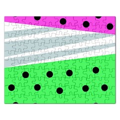 Dots And Lines, Mixed Shapes Pattern, Colorful Abstract Design Rectangular Jigsaw Puzzl by Casemiro