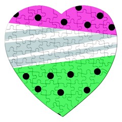 Dots And Lines, Mixed Shapes Pattern, Colorful Abstract Design Jigsaw Puzzle (heart) by Casemiro