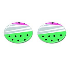 Dots And Lines, Mixed Shapes Pattern, Colorful Abstract Design Cufflinks (oval) by Casemiro