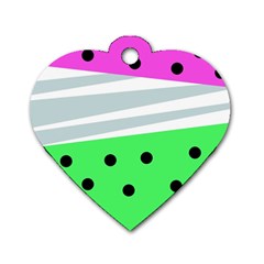 Dots And Lines, Mixed Shapes Pattern, Colorful Abstract Design Dog Tag Heart (one Side) by Casemiro