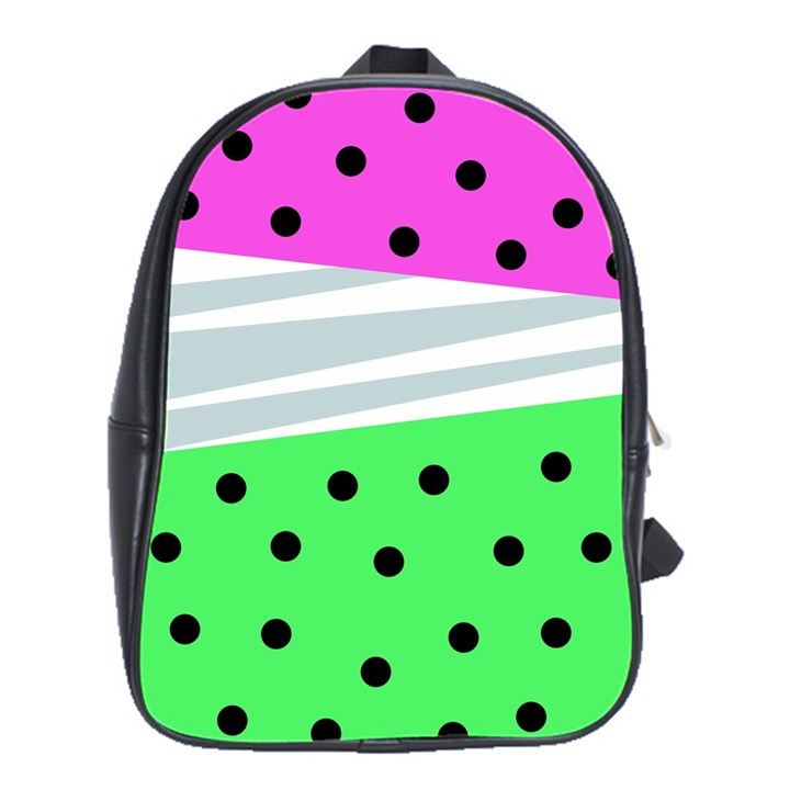 Dots and lines, mixed shapes pattern, colorful abstract design School Bag (Large)