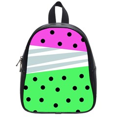 Dots And Lines, Mixed Shapes Pattern, Colorful Abstract Design School Bag (small) by Casemiro