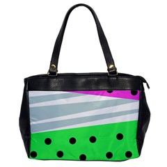 Dots And Lines, Mixed Shapes Pattern, Colorful Abstract Design Oversize Office Handbag by Casemiro