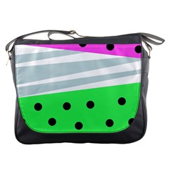 Dots And Lines, Mixed Shapes Pattern, Colorful Abstract Design Messenger Bag by Casemiro