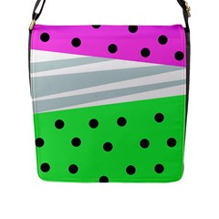 Dots And Lines, Mixed Shapes Pattern, Colorful Abstract Design Flap Closure Messenger Bag (l) by Casemiro