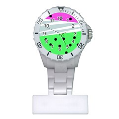 Dots And Lines, Mixed Shapes Pattern, Colorful Abstract Design Plastic Nurses Watch by Casemiro