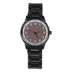 Red Halloween Spider Tile Pattern Stainless Steel Round Watch Front