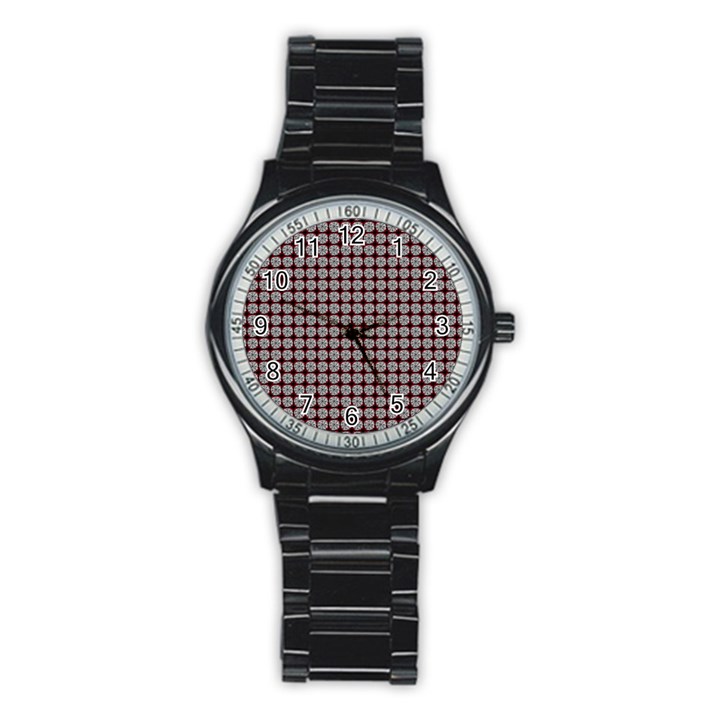 Red Halloween Spider Tile Pattern Stainless Steel Round Watch