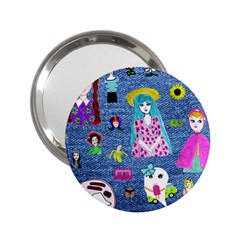 Blue Denim And Drawings 2 25  Handbag Mirrors by snowwhitegirl