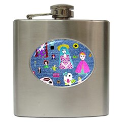 Blue Denim And Drawings Hip Flask (6 Oz) by snowwhitegirl