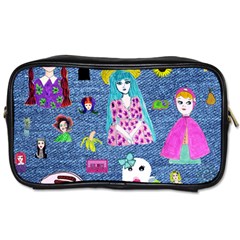 Blue Denim And Drawings Toiletries Bag (one Side) by snowwhitegirl