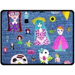 Blue Denim And Drawings Double Sided Fleece Blanket (Large)  80 x60  Blanket Front