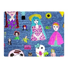 Blue Denim And Drawings Double Sided Flano Blanket (mini)  by snowwhitegirl