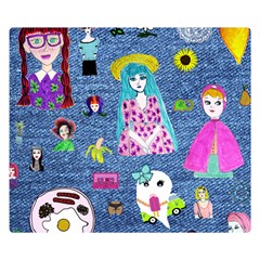 Blue Denim And Drawings Double Sided Flano Blanket (small)  by snowwhitegirl