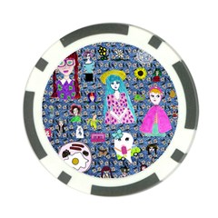 Blue Denim And Drawings Daisies Poker Chip Card Guard by snowwhitegirl