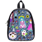 Blue Denim And Drawings Daisies School Bag (Small) Front