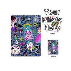 Blue Denim And Drawings Daisies Playing Cards 54 Designs (mini) by snowwhitegirl