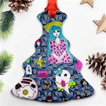 Blue Denim And Drawings Daisies Christmas Tree Ornament (Two Sides) Back