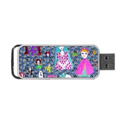 Blue Denim And Drawings Daisies Portable Usb Flash (two Sides) by snowwhitegirl