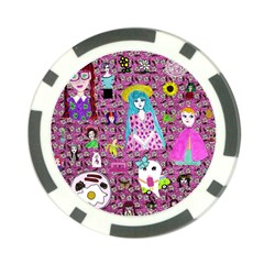 Blue Denim And Drawings Daisies Pink Poker Chip Card Guard by snowwhitegirl