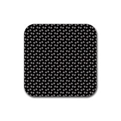 Daisy Black Rubber Coaster (square)  by snowwhitegirl