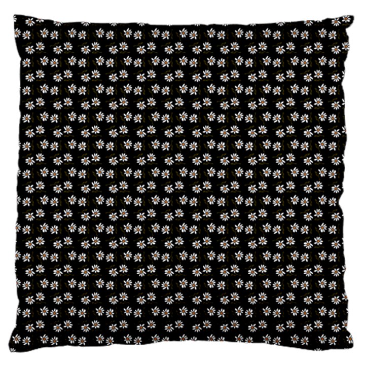 Daisy Black Large Flano Cushion Case (One Side)