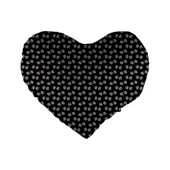 Daisy Black Standard 16  Premium Flano Heart Shape Cushions by snowwhitegirl