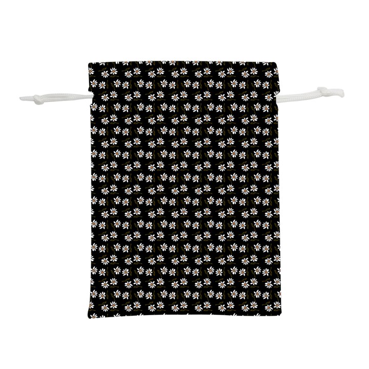 Daisy Black Lightweight Drawstring Pouch (M)