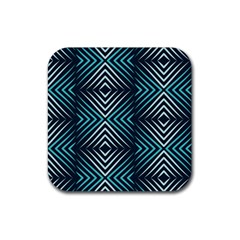 Blue Motif Design Rubber Coaster (square)  by tmsartbazaar