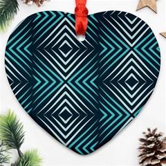 Blue Motif Design Heart Ornament (two Sides) by tmsartbazaar