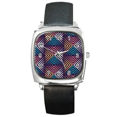 Vintage Motif Design Square Metal Watch by tmsartbazaar