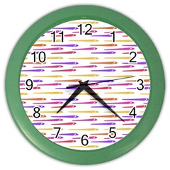 Cartoon Style Snake Drawing Motif Pattern Print Color Wall Clock by dflcprintsclothing