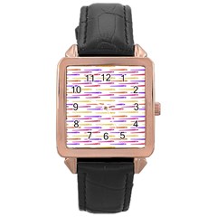 Cartoon Style Snake Drawing Motif Pattern Print Rose Gold Leather Watch 