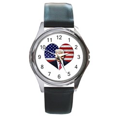 Trump President Sticker Design Round Metal Watch by dflcprintsclothing