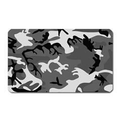 Army Winter Camo, Camouflage Pattern, Grey, Black Magnet (rectangular) by Casemiro