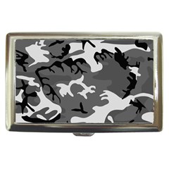 Army Winter Camo, Camouflage Pattern, Grey, Black Cigarette Money Case by Casemiro