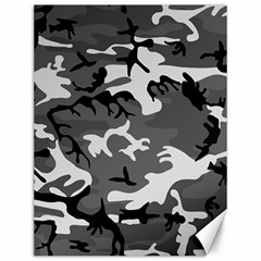 Army Winter Camo, Camouflage Pattern, Grey, Black Canvas 12  X 16  by Casemiro