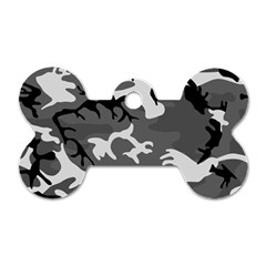 Army Winter Camo, Camouflage Pattern, Grey, Black Dog Tag Bone (two Sides) by Casemiro