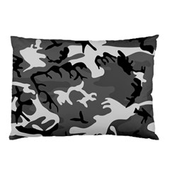 Army Winter Camo, Camouflage Pattern, Grey, Black Pillow Case by Casemiro