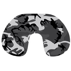 Army Winter Camo, Camouflage Pattern, Grey, Black Travel Neck Pillow by Casemiro