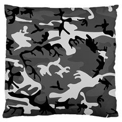 Army Winter Camo, Camouflage Pattern, Grey, Black Large Flano Cushion Case (two Sides) by Casemiro