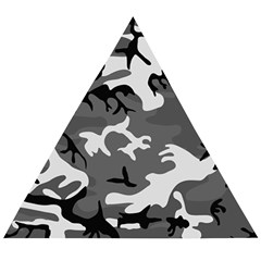 Army Winter Camo, Camouflage Pattern, Grey, Black Wooden Puzzle Triangle by Casemiro